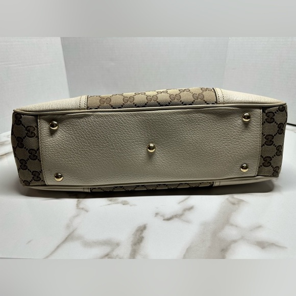 Authentic GUCCI Princy Web Sherry Line Canvas Leather Tote w/COA - Picture 5 of 12